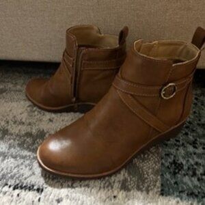 brown wedges booties